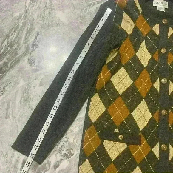 Adolfo Collectibles Vintage Argyle Sweater Mens Size M Acrylic -Lambs Wool 1970s - Picture 6 of 8